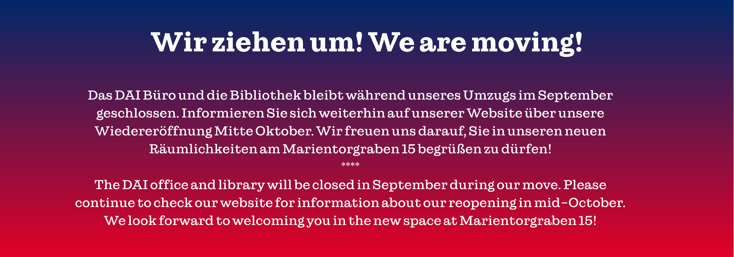 Wir ziehen um!