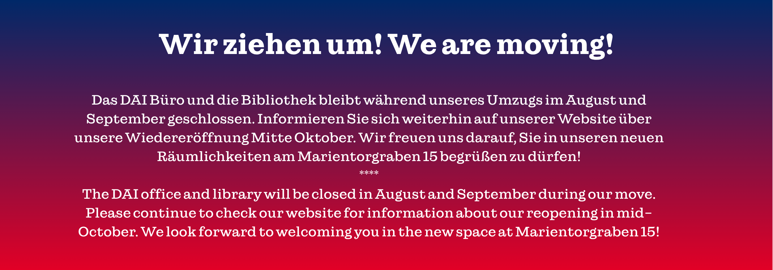 Wir ziehen um!